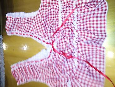 Kompleti: Komplet odeće – 4 komada - Crveno-beli top sa kariranim (gingham) — 1