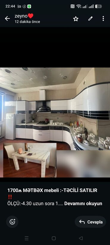 Divanlar: *1700₼ MƏTBƏX mebeli :-TƏCİLİ SATILIR*‼️ ÖLÇÜ:-4.30 uzun sora 1.30