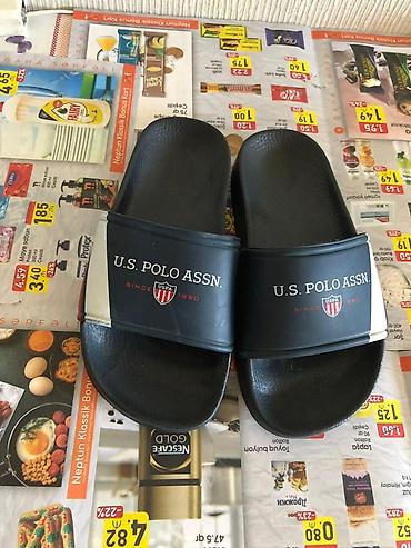 polad sep: U.S. Polo Assn. kişi/slayd tipli şlapanlar - Rəng: tünd mavi-qara - — 1