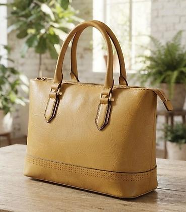 turska obuca: Elegantna ženska torba – camel/karamel boja - Materijal: veštačka/eko — 1