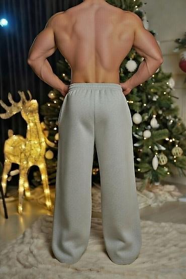 Брюки: Мужские спортивные штаны свободного кроя - Цвет: светло‑серый меланж — 5