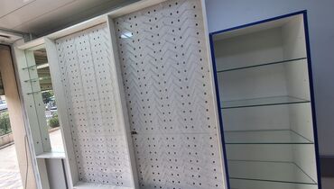 держатель для вешалок: Mağaza vitrin stendi və şkaf komplekti - Material: ağ rəngli