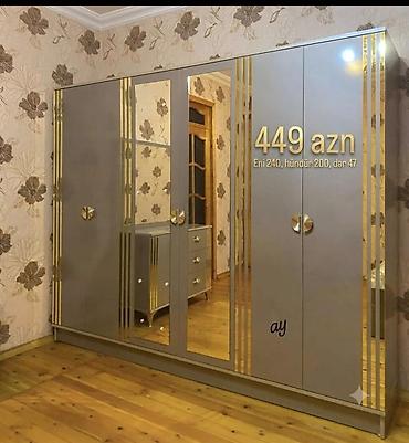 Ev üçün mebel: Geniş güzgülü dolab - Ölçülər: eni 240 sm, hündürlük 200 sm, dərinlik — 1