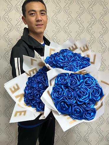 Товары для праздников: Атласные розы 🌹 Бишкек|Кант| Новопокровка. Розы из атласных лент долго — 9