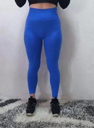 Helanke, biciklistički šortsevi: Ženske sportske helanke – kraljevski plave - Visok struk sa širokim — 11