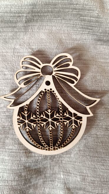 Yeni il oyuncaqları və bəzəkləri: Taxta Yeni il bəzək fiqurlarının dəsti - Material: təbii ağacdan — 3