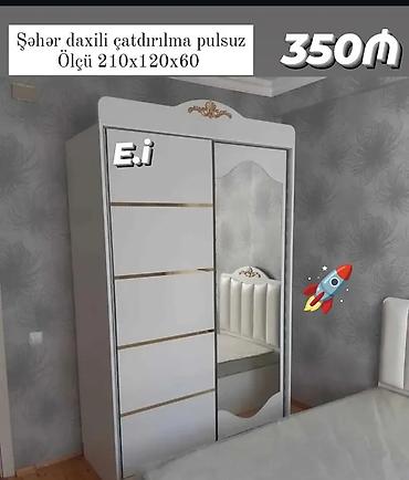 kupe dolablar: Qapılı dolab – sürüşmə sistemli - Ölçü: 210 x 120 x 60 sm - Rəng: ağ — 1