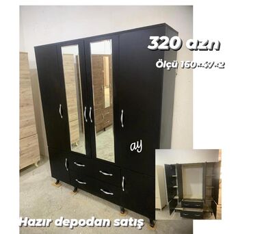 4 qapili dolab: Şifonyer, Yeni, 4 qapılı, Açılan, Düz dolab