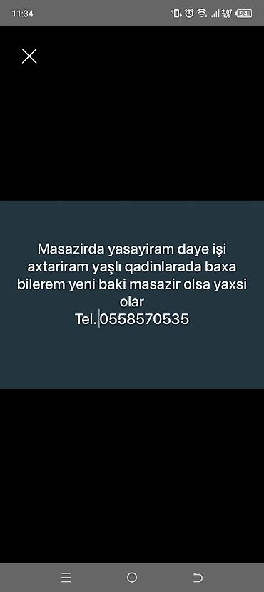 ev işi axtarıram: Xidmət: Dayə və yaşlı baxıcısı Məzahir qəsəbəsində yaşayan təcrübəli — 1
