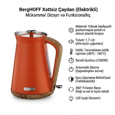 caydan caynik: №: 4565 Məhsulun adı: Elektrik çaydan BergHoff, 1.7 l, Narıncı, 1500 — 1