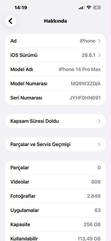 ikinci el telfon: IPhone 14 Pro Max, 256 GB, Simsiz şarj, Face ID — 4