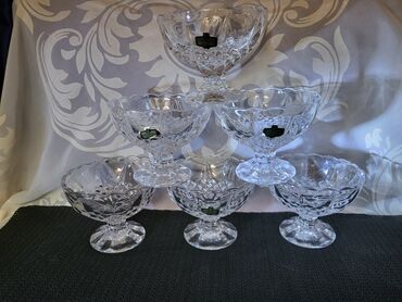 Čaše: Case nove kristal Zajecar za poslastice iz 70ih. Case kristal,za — 1