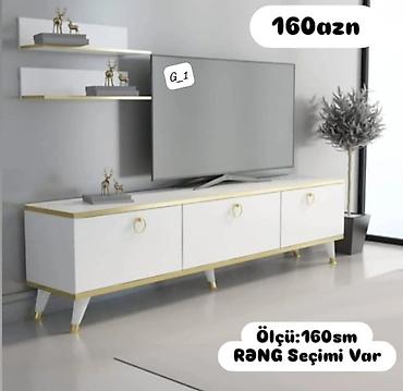 podyum polka: Minimalist TV altlığı və divar rəfi dəsti - Ümumi dizayn: Ağ rəngdə — 1