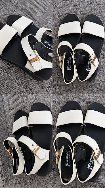 обув мурской: Женские сандалии Fashion Shoes - Цвет: белый верх, чёрная подошва - — 2