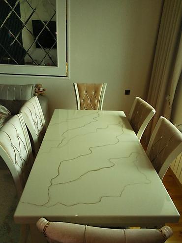 kapron stol stul: Qonaq otağı üçün, İşlənmiş, Açılan, Dördbucaq masa, 6 stul — 1