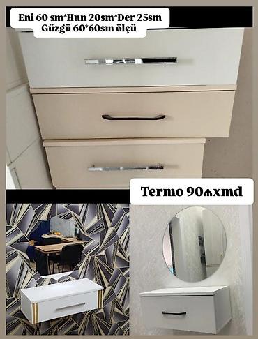 doşəmə ustu guzgu: Divar askılı tualet masası və güzgü dəsti - Material: Termo (üzlük) — 3