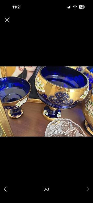 suse balon: Kobalt-mavi büllur/qədimi üslubda şirniyyat qabları dəsti - Material — 2