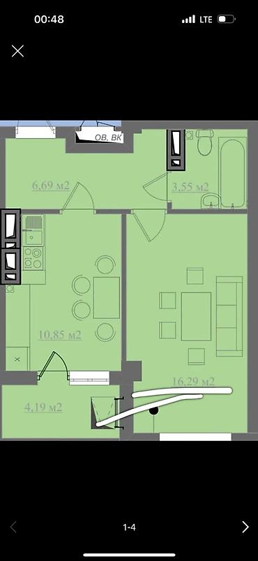 69: 1 комната, 42 м², Технопарк Элитка, 3 этаж, ПСО (под самоотделку) — 2