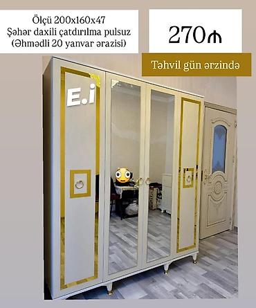 220: - Güzgülü 4 qapılı dolab - Ölçü: 200 x 160 x 47 sm - Rəng — 1