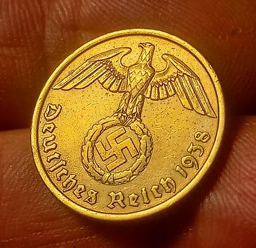bronza: 10 Reyxsmark, 1938 il, Latun, Vəziyyəti: Yaxşı — 2