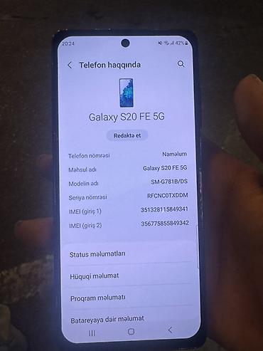 samsung s23 fe: Samsung 128 GB, rəng - Mavi, Düyməli, Barmaq izi, İki sim kartlı — 3
