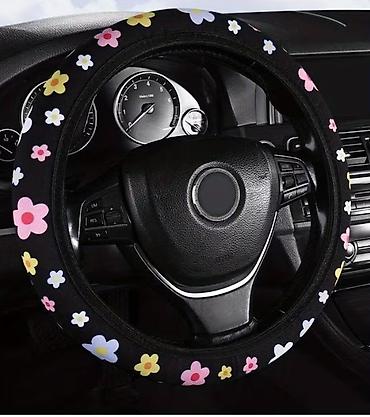 Car Parts: Navlaka za volan – cvetni dezen - Dizajn: crna podloga sa šarenim — 5