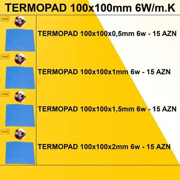 Ana platalar: Termopadlar "100x100mm 6watt" ⭐Termopad 100x100x0,5mm 6w – 15 AZN
