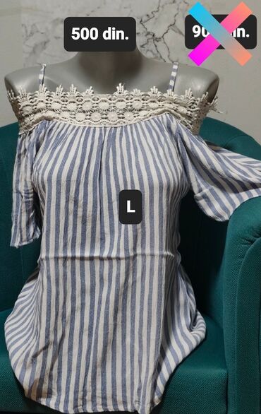 Bluze: 0101 Brand, L (EU 40), Prugasti, bоја - Mlečno-bela