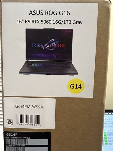 процессор intel celeron processor g1620: Ноутбук, Asus, 16 ГБ ОЭТ, AMD Ryzen 9, 16 ", Жаңы, Жумуш, окуу үчүн, эс тутум SSD