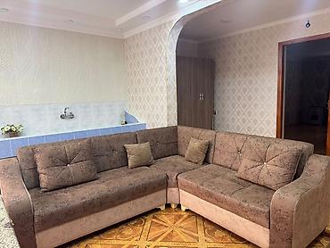 divan ucun: L formalı künc divan dəsti - Rəng: qəhvəyi/boz tonlarda, naxışlı — 2