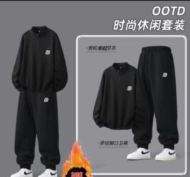 шерстяные кофты женские больших размеров: Спортивный костюм OOTD (верх + брюки), черный,зимний - Стиль