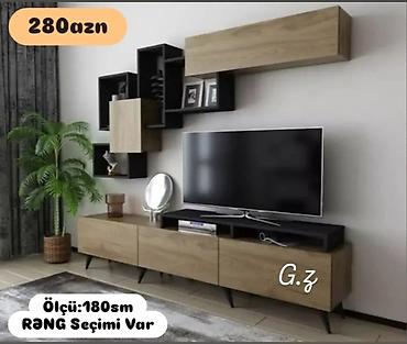 divarda kitab refi: TV stendi və divar rəf dəsti - Ölçü: 180 sm - Rəng seçimi var (bir — 1