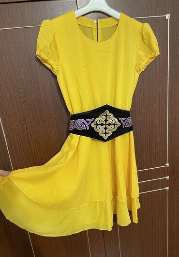 платье желтое: Повседневное платье, Made in KG, Лето, Шифон, S (EU 36)