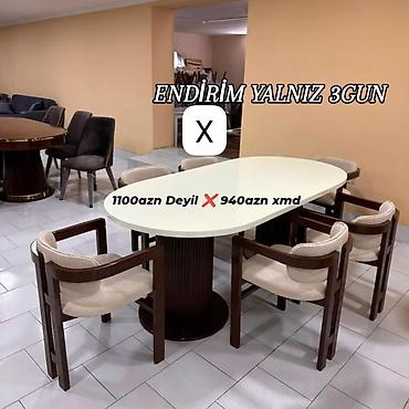 Yemək otağı üçün dəst – oval masa və 6 ədəd kreslo - Masa: oval