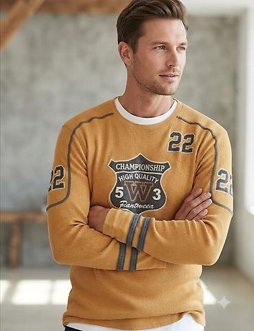 cristiano ronaldo dres: Muški duks dugih rukava, okruglog izreza, u oker/žutoj boji. Prednja — 1