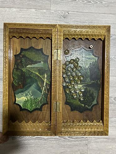 чёрная магия: Резная деревянная нарды/шашки в складном футляре - Материал: дерево с — 1