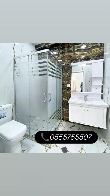 Duş kabinaları, arakəsmələr: Yeni Üstü açıq kabina, Künc üçün, Pulsuz çatdırılma — 10