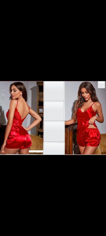 женские купальники со стрингами: Kod: s.a-126822 razmer m.l.xl Zərif atlas pijama dəsti – iki hissədən