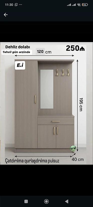Mebel: Dehliz dolabı – funksional və zərif dizayn Ölçülər: - En: 120 sm - — 1