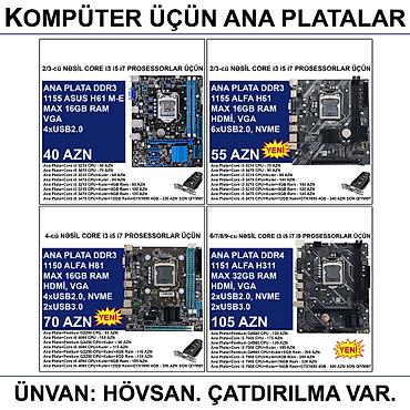 Ana platalar: Kompüter üçün Ana Platalar 📍Ünvan: Bakı şəh, Suraxanı ray, Hövsan qəs — 1