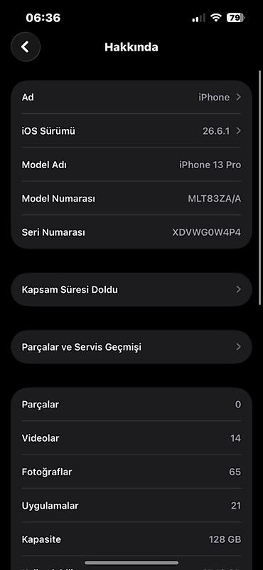 j3 ekranı: IPhone 13 Pro, 128 GB, Face ID — 1