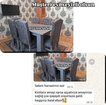 mebel qorka: 6 nəfərlik yemək masası dəsti - Komplekt: 1 masa + 6 yumşaq — 1