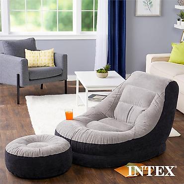 divan kreslolar: №: 14718 Məhsulun adı: Şişmə kreslo Intex 68564, PVC, boz, 102×79×137 — 5