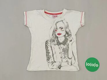 Koszulki: Koszula, 8 lat, wzrost - 128 cm., wzór - Print, kolor - Biały