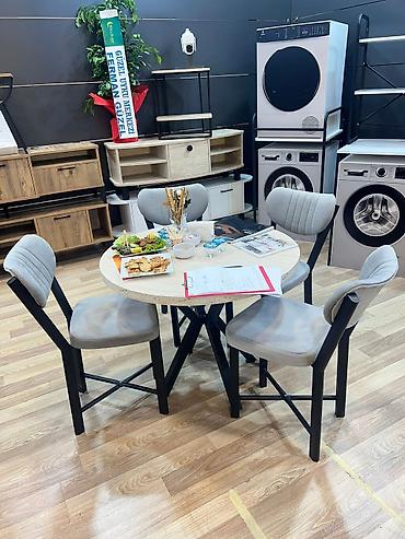 eyvan ucun stol stul: Mətbəx üçün, Yeni, Açılmayan, Yumru masa, 4 stul — 1
