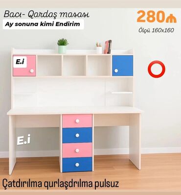 Uşaq və gənc otağı üçün dəstlər: *2 nəfərlik yazı masası 280Azn💥* ✔️Rəng seçimi var ✔️ *Şəhər daxili lalafo.az -da Uşaq və gənc otağı üçün dəstlər: *2 nəfərlik yazı masası 280Azn💥* ✔️Rəng seçimi var ✔️ *Şəhər daxili