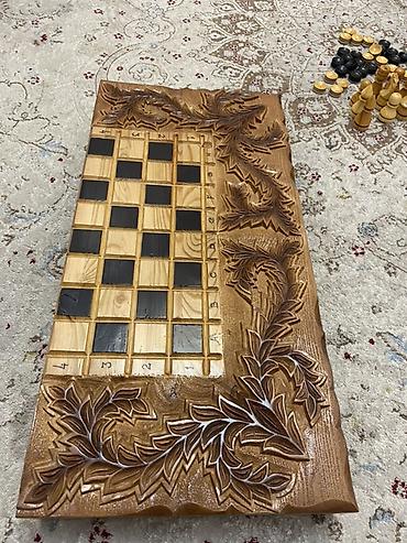 Шахматы: Резные деревянные шахматы/шашки - Большое настольное игровое поле — 7