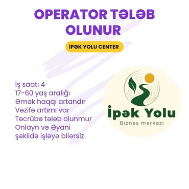 Satış məsləhətçiləri: Çağrı mərkəzi operatoru tələb olunur, İstənilən yaş, Təcrübəsiz, Aylıq ödəniş
