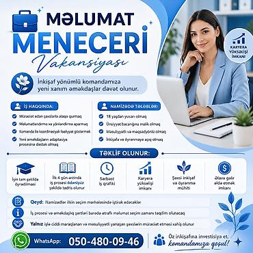 💼✨ Xanımlar Üçün İş İmkanı ✨💼 🌸 İnkişaf yönümlü komandamıza yeni xanım
