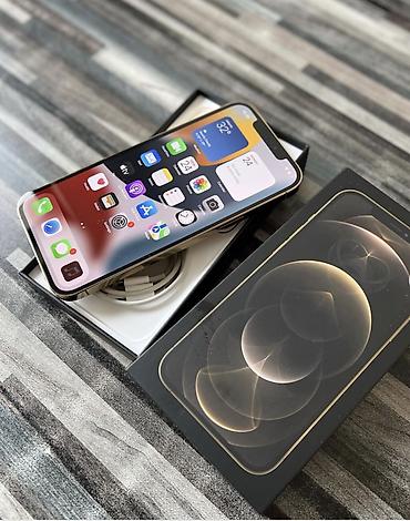 IPhone 12 Pro Max, Б/у, 256 ГБ, Золотой, Защитное стекло, Кабель, Коробка, 100 %